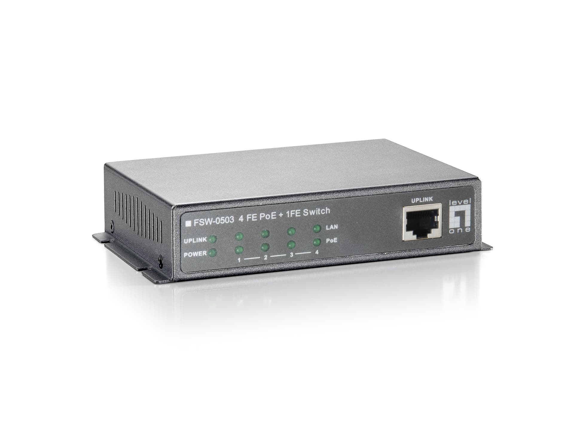 LevelOne FSW-0503 - Interruptor - 4 x 10/100 (PoE) + 1 x 10/100 - desktop - PoE