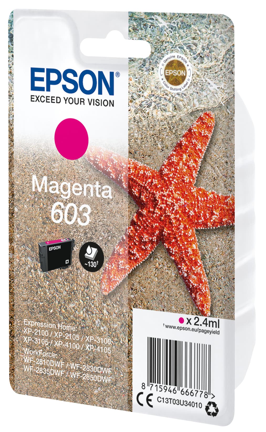 Epson 603 - 2.4 ml - magenta - original - blister - tinteiro - para Expression Home XP-2150, 2155, 3150, 3155, 4150, 4155, WorkForce WF-2820, 2840, 2845, 2870