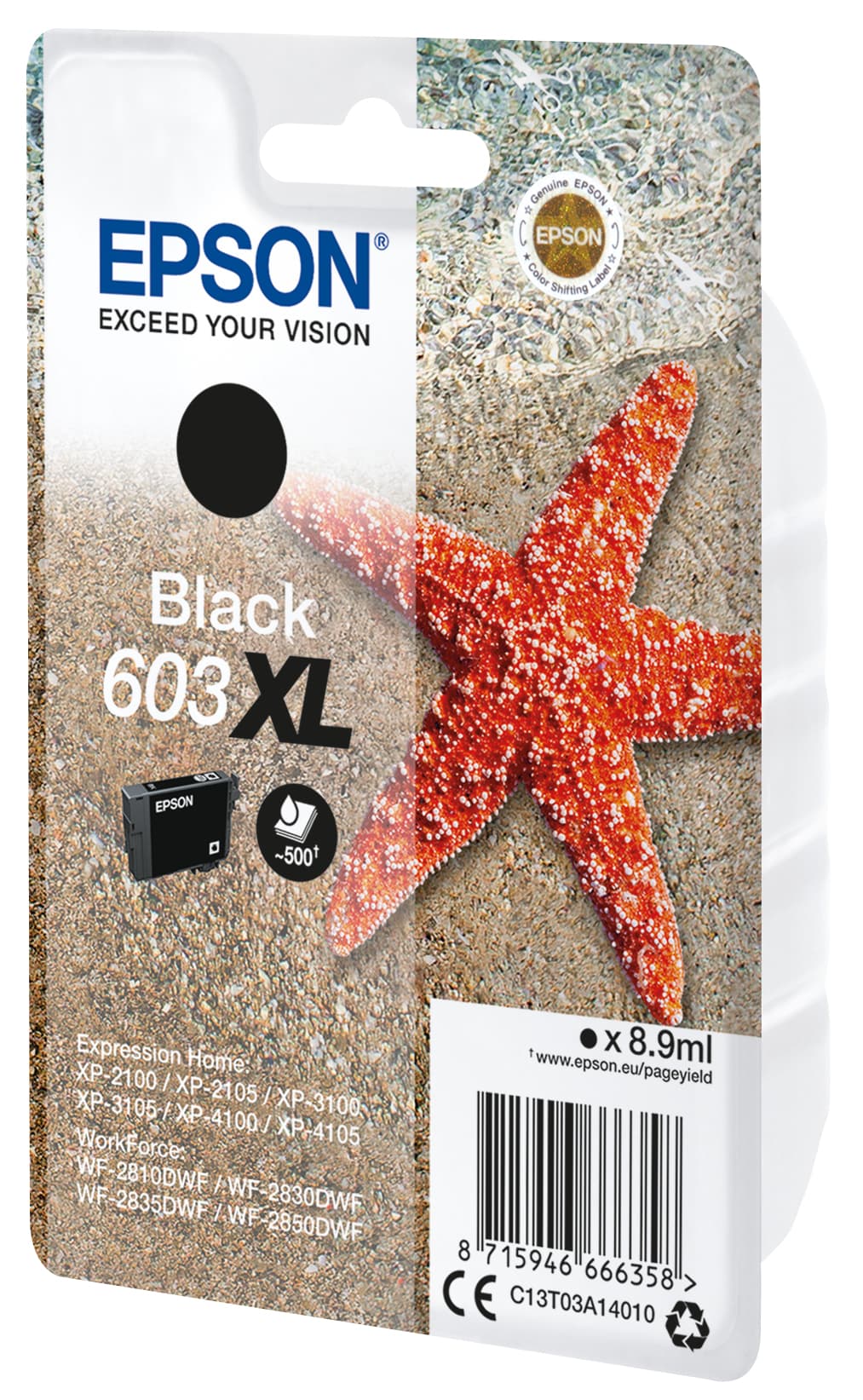 Epson 603XL - 8.9 ml - XL - preto - original - blister com RF/alarme acústico - tinteiro - para Expression Home XP-2150, 2155, 3150, 3155, 4150, 4155, WorkForce WF-2820, 2840, 2845, 2870