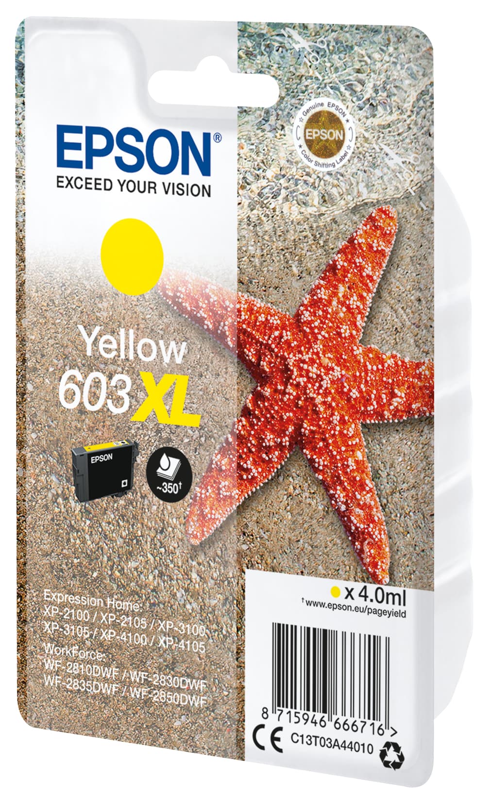 Epson 603XL - 4 ml - XL - amarelo - original - blister com RF/alarme acústico - tinteiro - para Expression Home XP-2150, 2155, 3150, 3155, 4150, 4155, WorkForce WF-2820, 2840, 2845, 2870