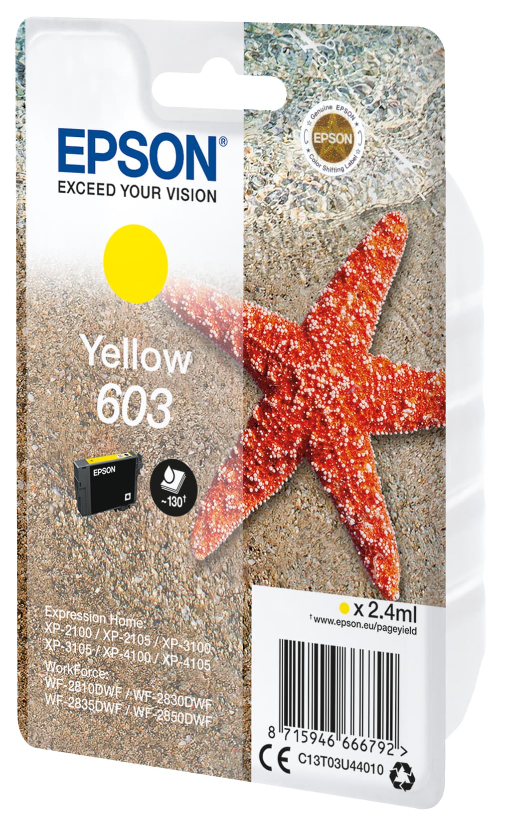 Epson 603 - 2.4 ml - amarelo - original - blister com RF/alarme acústico - tinteiro - para Expression Home XP-2150, 2155, 3150, 3155, 4150, 4155, WorkForce WF-2820, 2840, 2845, 2870