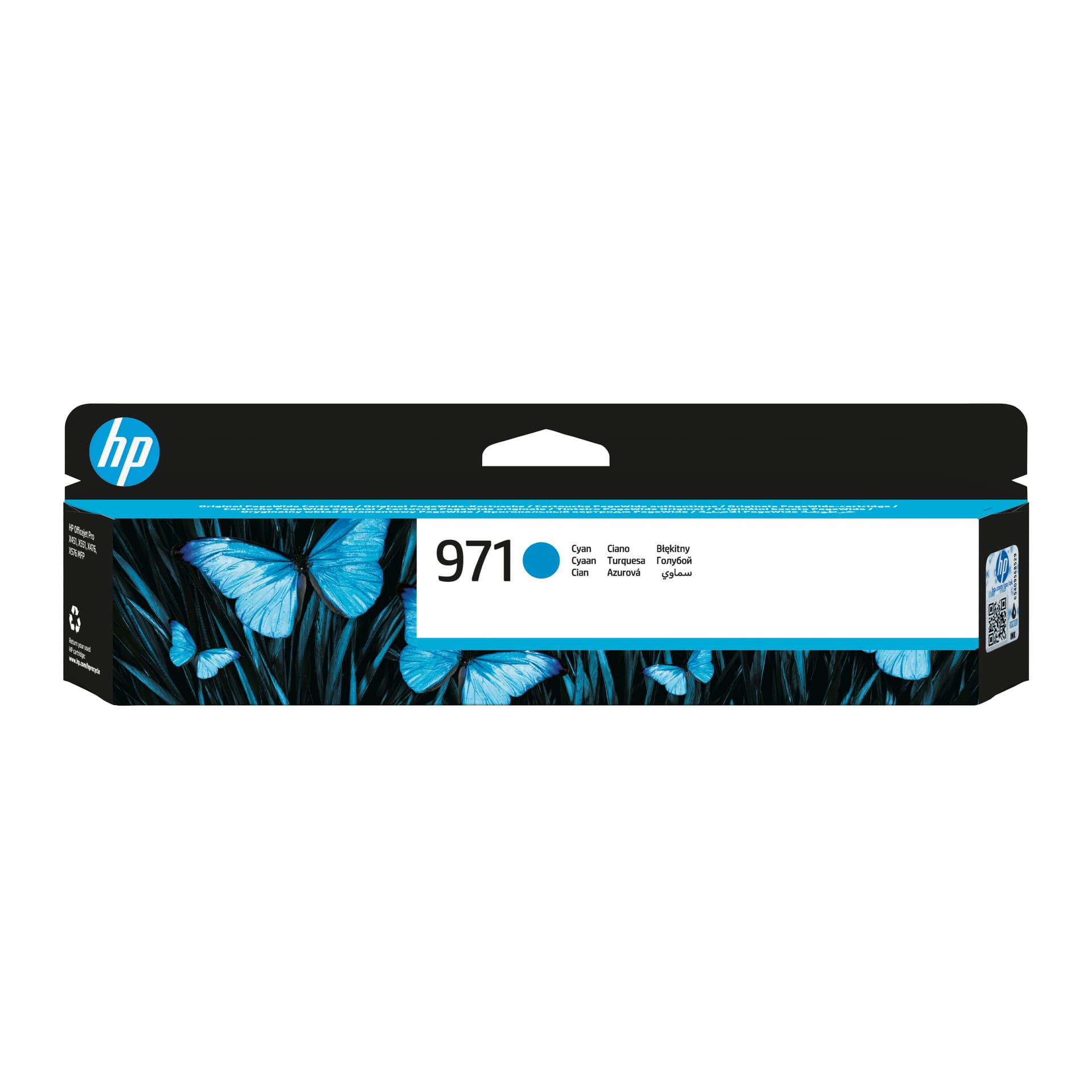 HP 971 - Azul cyan - original - tinteiro - para Officejet Pro X451dn, X451dw, X476dn MFP, X476dw MFP, X551dw, X576dw MFP
