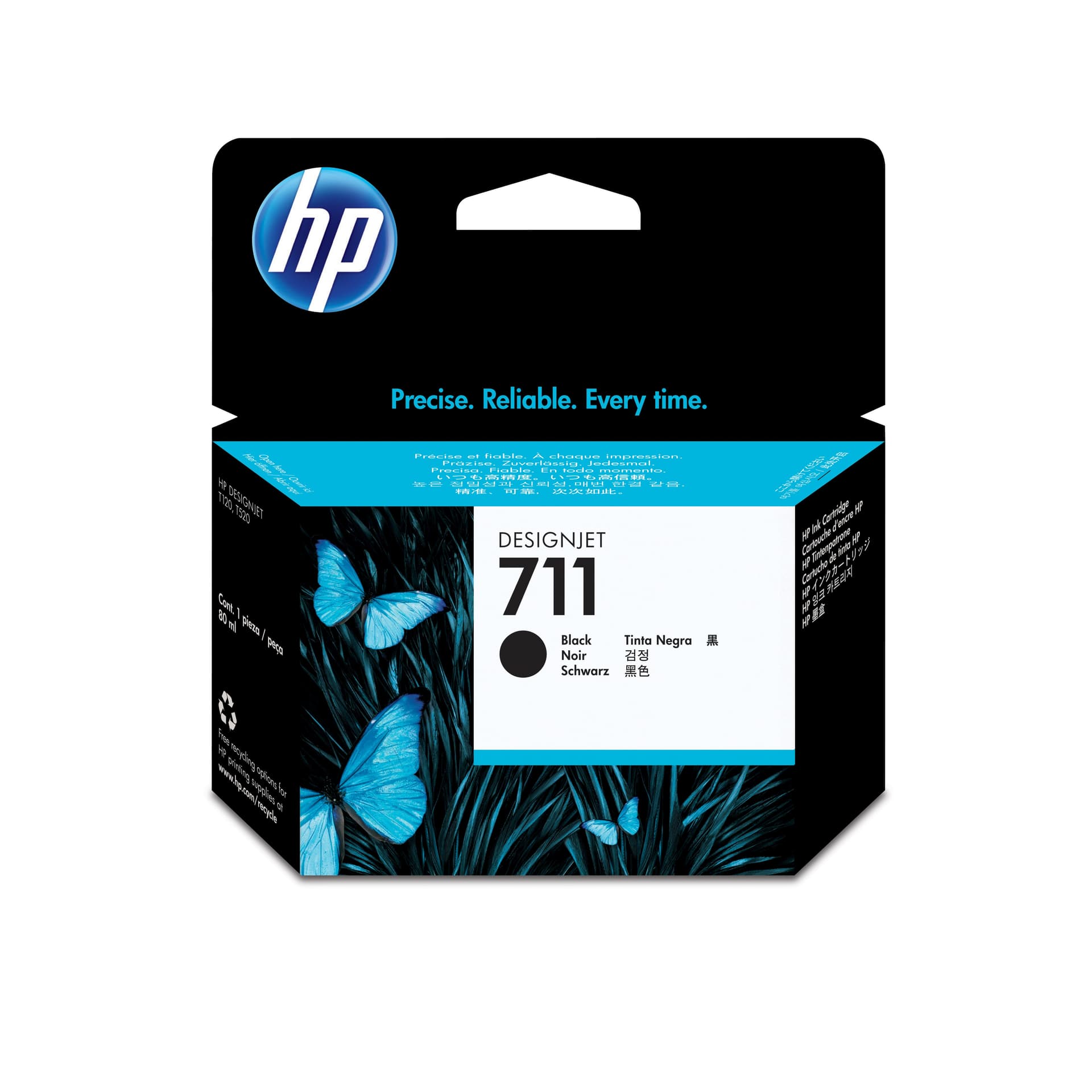 HP 711 - 80 ml - preto - original - tinteiro - para DesignJet T100, T120, T120 ePrinter, T125, T130, T520, T520 ePrinter, T525, T530