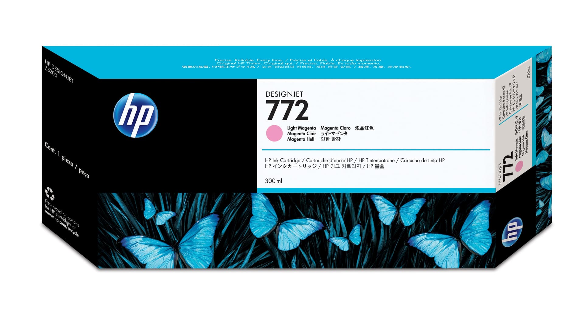 HP 772 - 300 ml - magenta claro - original - DesignJet - tinteiro - para DesignJet HD Pro MFP, Z5200, Z5200 PostScript, Z5400 PostScript ePrinter