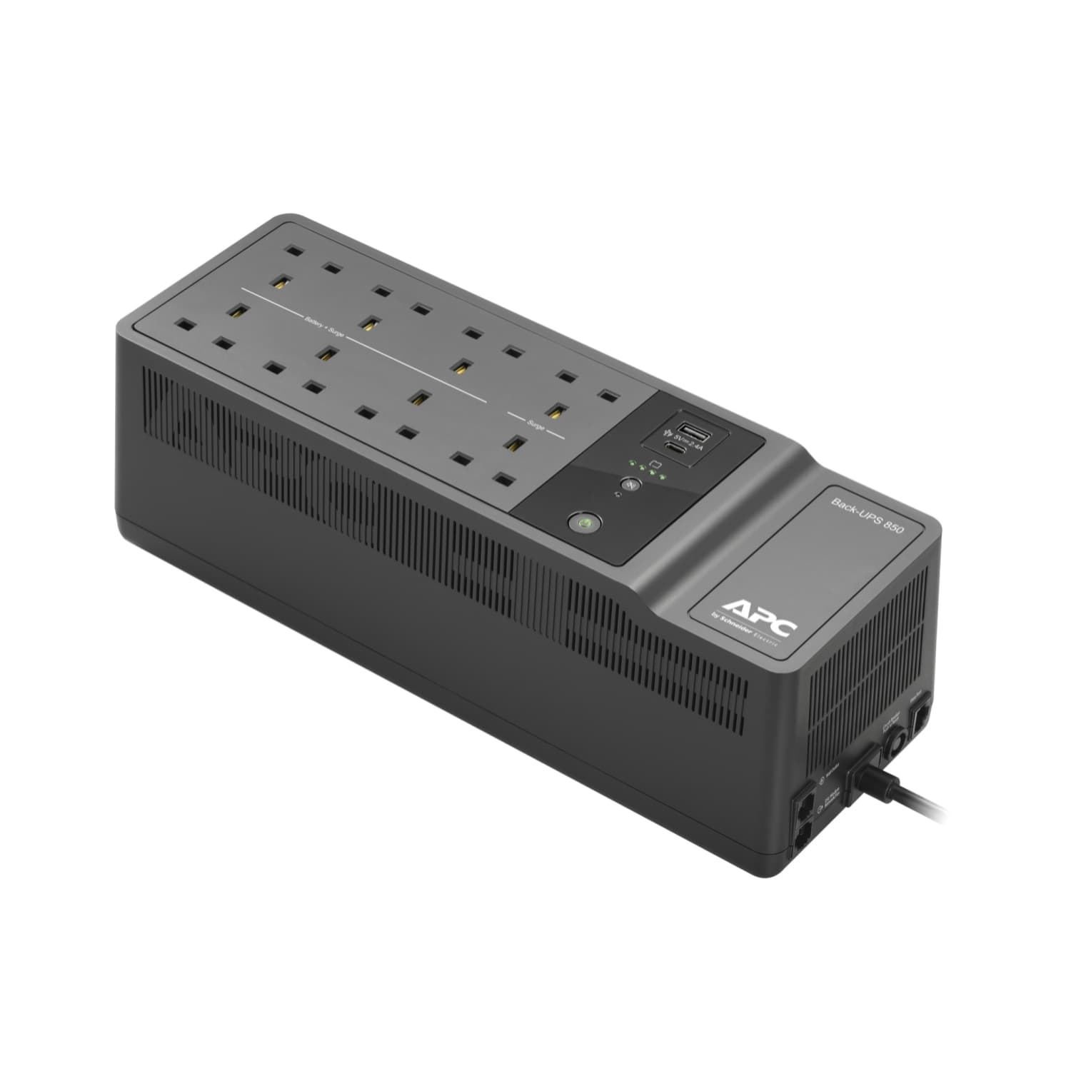 APC Back-UPS BE850G2 - UPS - AC 230 V - 520 watt - 850 VA - conectores de saída: 8 - Reino Unido - preto