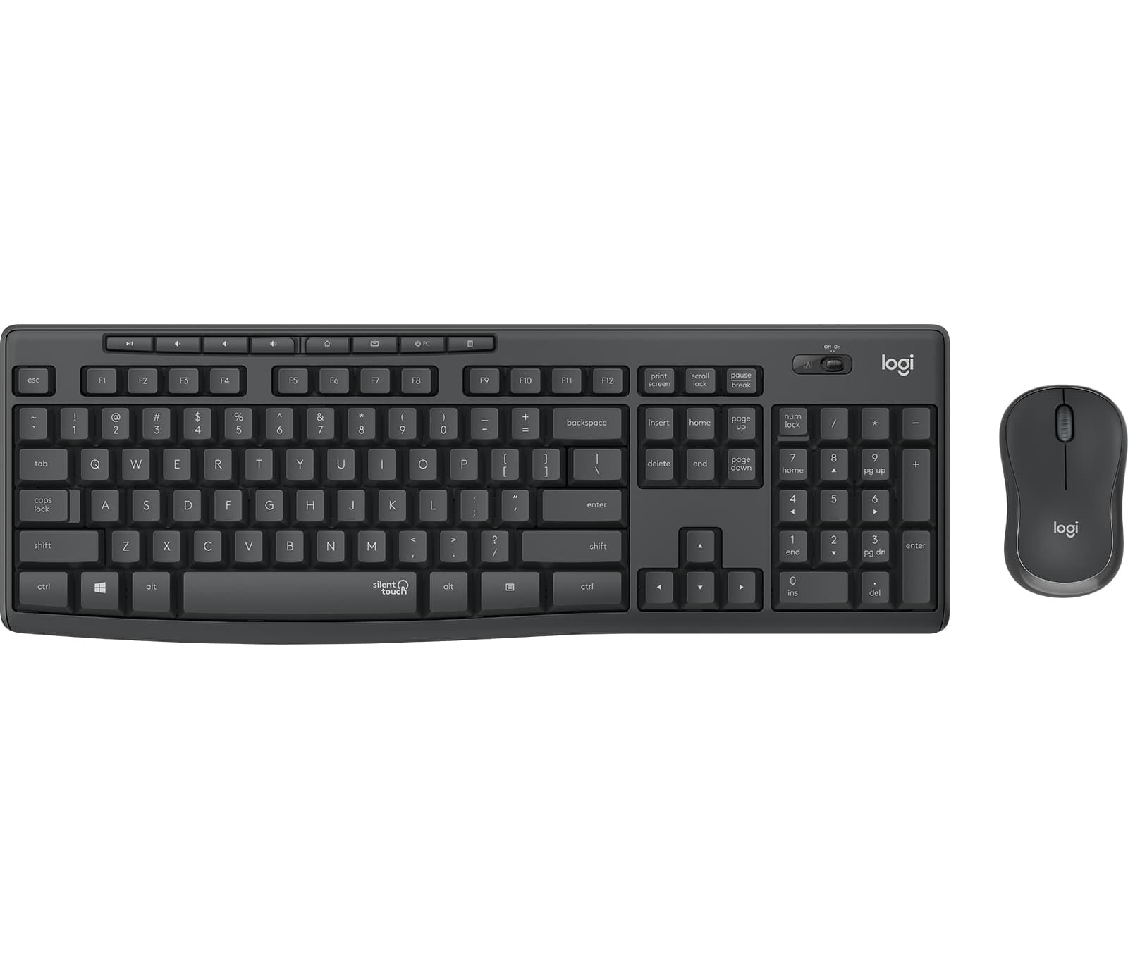 Logitech MK295 Silent - Conjunto de teclado e rato - sem fios - 2.4 GHz - QWERTY - Inglês - grafite - Layout Inglês