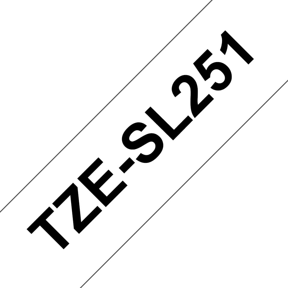 Brother TZe-SL251 - Auto-adesivo - preto em branco - Rolo (2,4 cm x 8 m) 1 cassete(s) fita laminada - para P-Touch PT-D800W, PT-E550WSP, PT-E550WVP