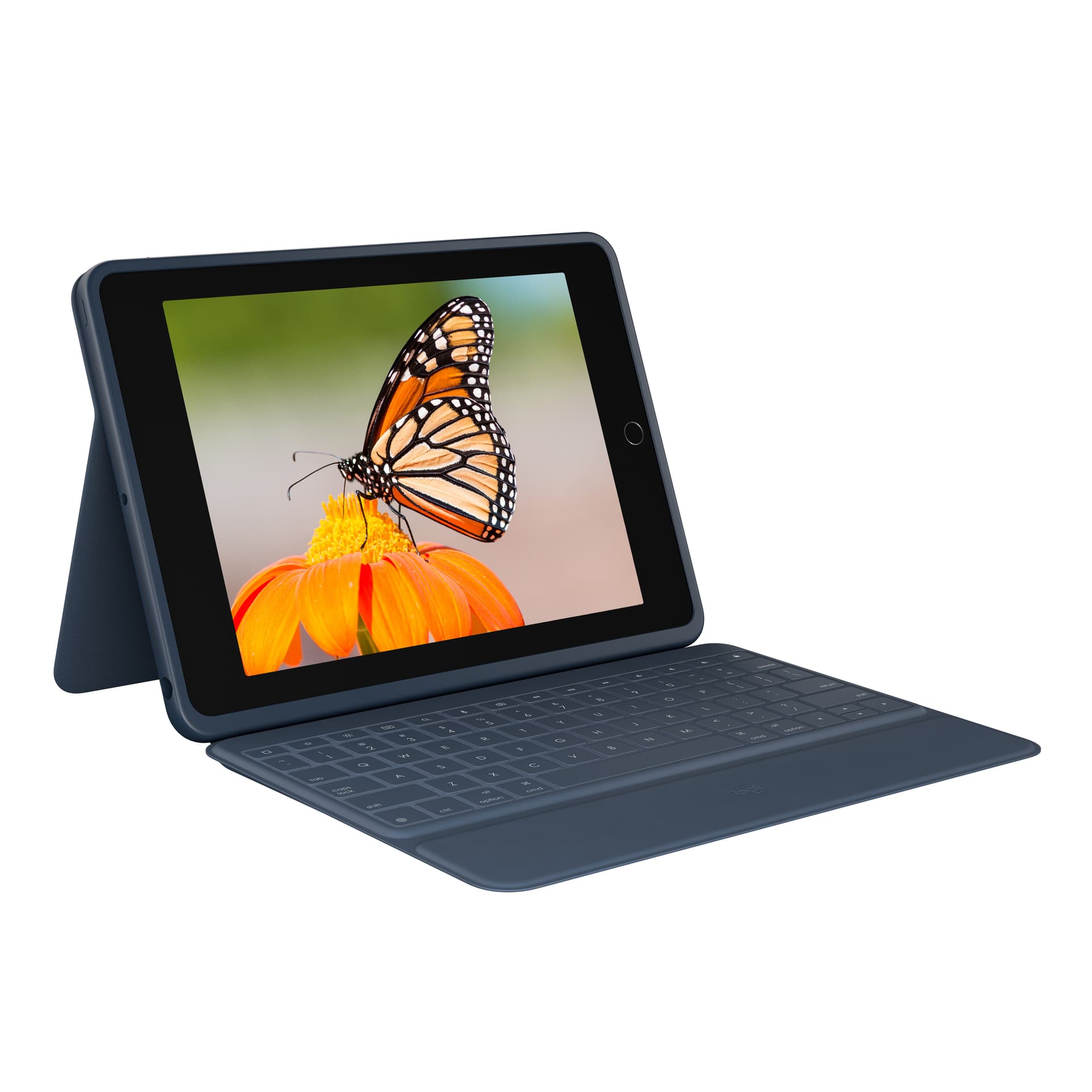 Logitech Rugged Combo 3 - Teclado e pasta de folio - Apple Smart connector - Reino Unido - azul clássico - Layout Inglês