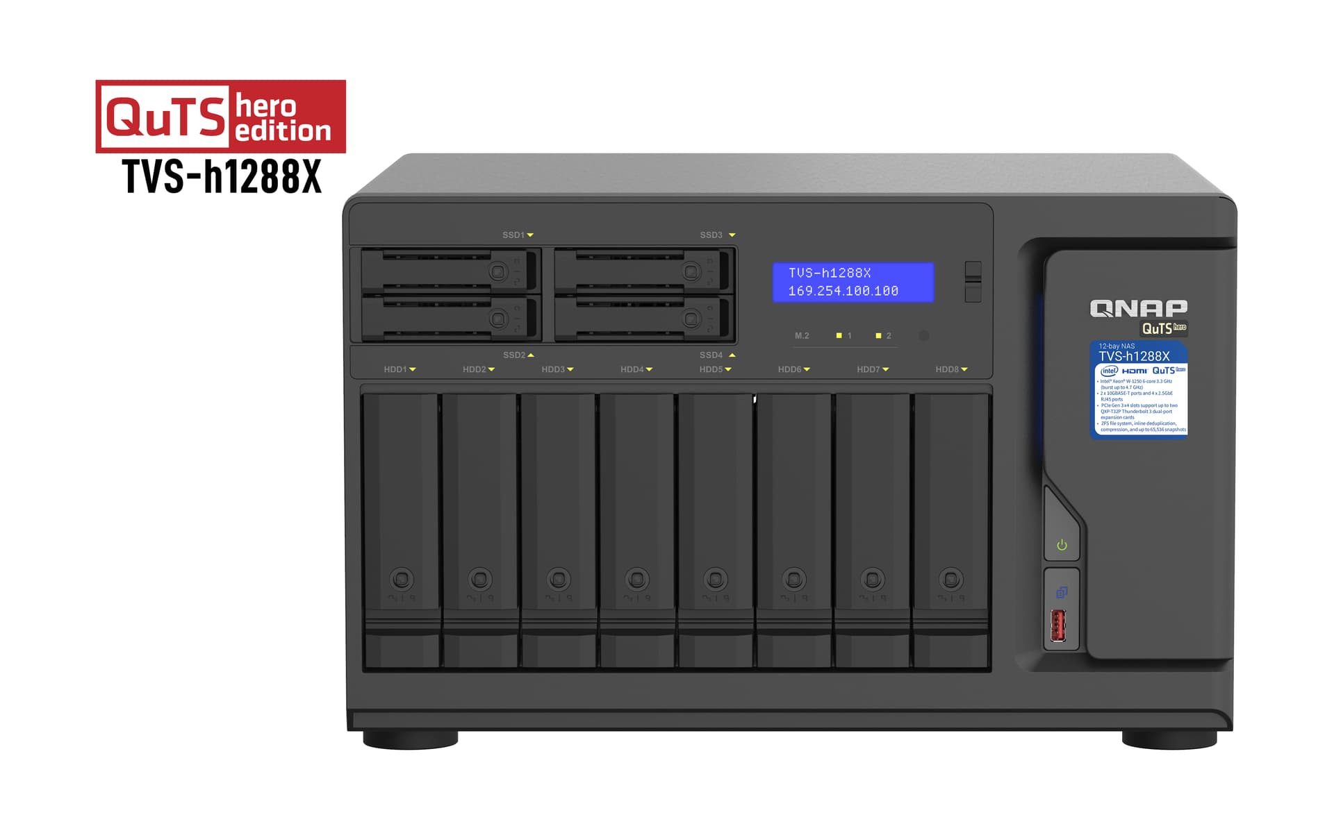 QNAP TVS-h1288X, Intel® Xeon®, 16 GB, 0 TB, QuTS hero