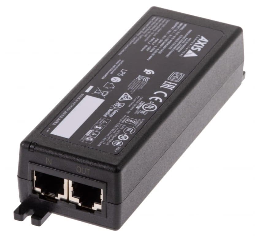 AXIS Midspan - Injector de energia - AC 100-240 V - 30 Watt - conectores de saída: 1 - Europa - preto - para AXIS A1610, C1410, D3110, M4308, P1385, P3818, Q1715, Q3536, Q3538, W400, P37 Series