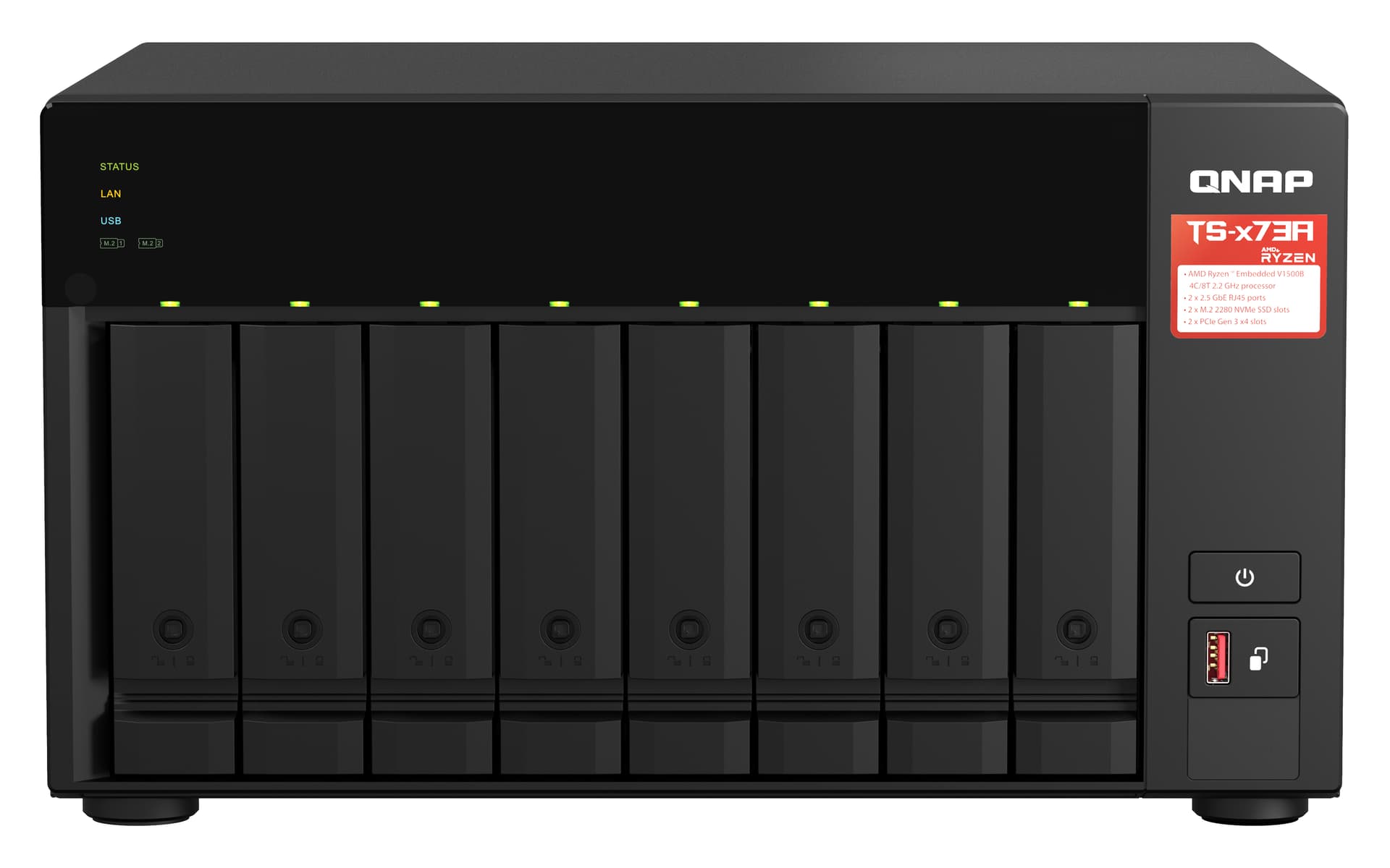 QNAP TS-873A, Ryzen Embedded, 8 GB, 0 TB, QNAP Turbo System