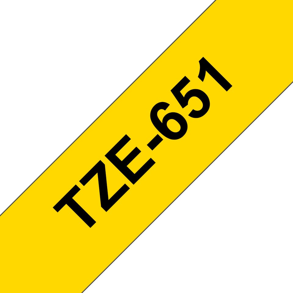 Brother TZe-651 - Auto-adesivo - preto em amarelo - Rolo (2,4 cm x 8 m) 1 cassete(s) fita laminada - para P-Touch PT-1400, 1600, 1650, 2310, 2400, 2430, 2600, 2610, 2700, 2710, 3600, 550, 9600