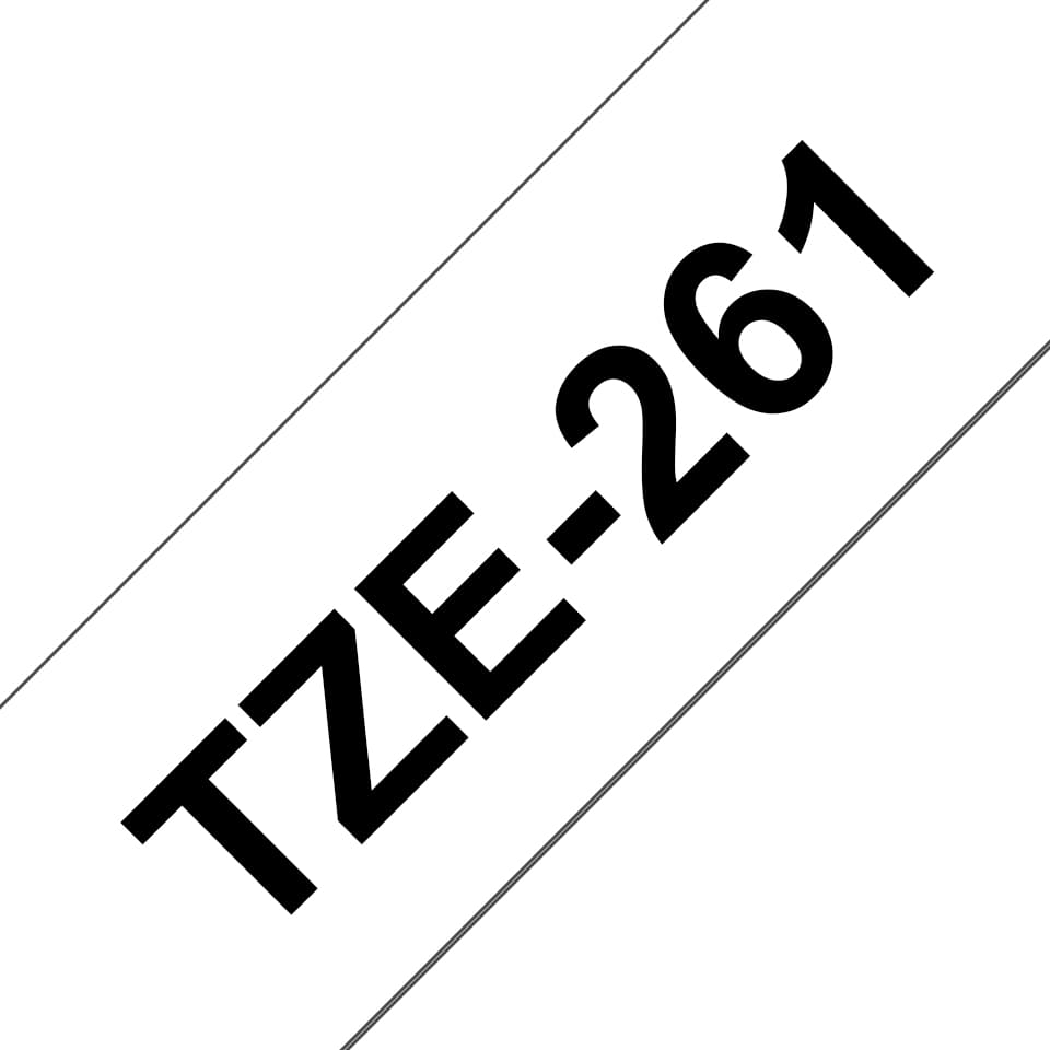 Brother TZe-261 - Auto-adesivo - preto em branco - Rolo (3,6 cm x 8 m) 1 cassete(s) fita laminada - para Brother PT-P950, P-Touch PT-3600, 530, 550, 9200, 9400, 9500, 9600, 9800, D800, P900