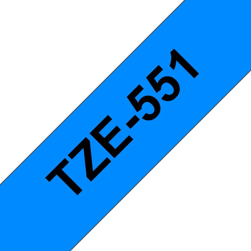 Brother TZe-551 - Preto sobre azul - Rolo (2,4 cm) 1 cassete(s) fita laminada - para Brother PT-D600, P-Touch PT-2430, 2470, 2700, 3600, 7500, 7600, 9800, D800, E550, H500