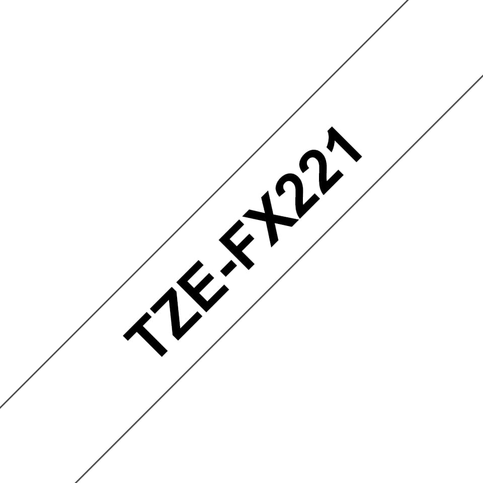 Brother TZe-FX221 - Adesivo - preto em branco - Rolo (0,9 cm x 8 m) 1 cassete(s) fita de identificação flexível - para Brother DCP-T310, T520, InkBenefit Plus DCP-T310, P-Touch PT-D200, E550, H105, P300, P750