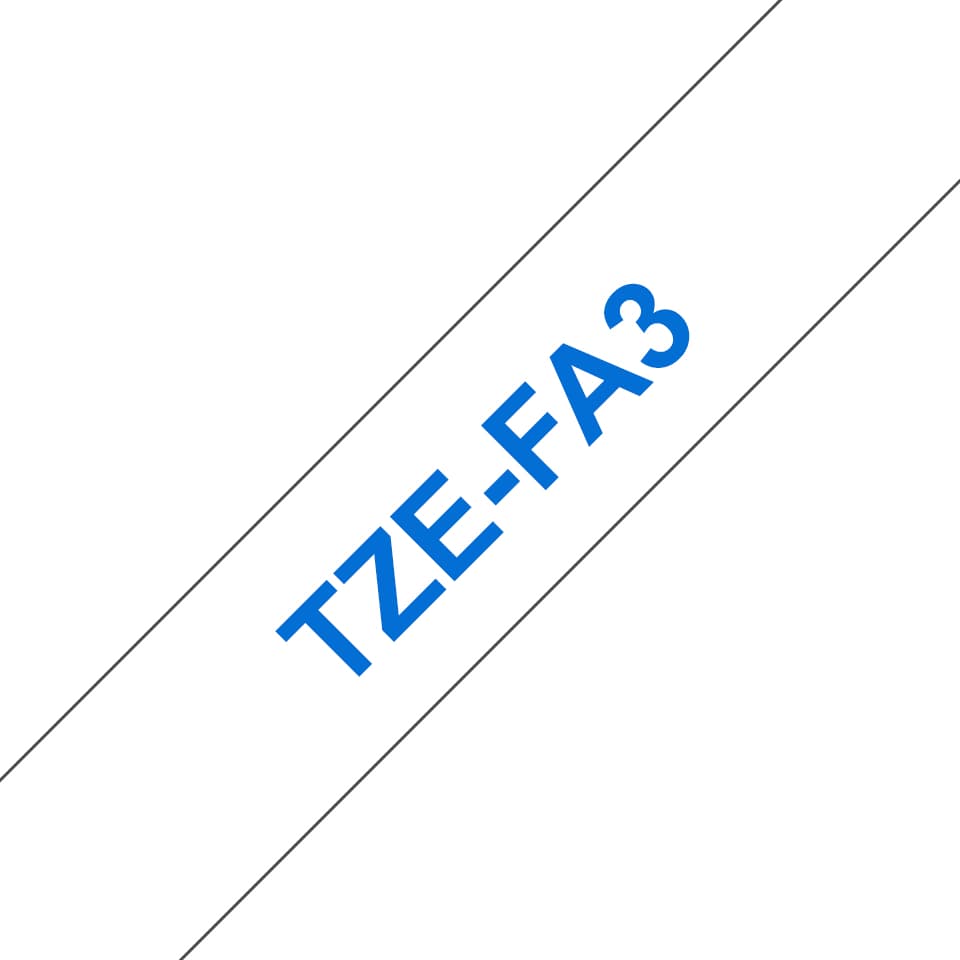 Brother TZe-FA3 - Tecido - azul-marinho em branco - Rolo (1,2 cm x 3 m) 1 cassete(s) fita termo-colante - para Brother PT-D210, D600, H110, P-Touch PT-1010, D200, D450, D800, E550, H110, P750, P900