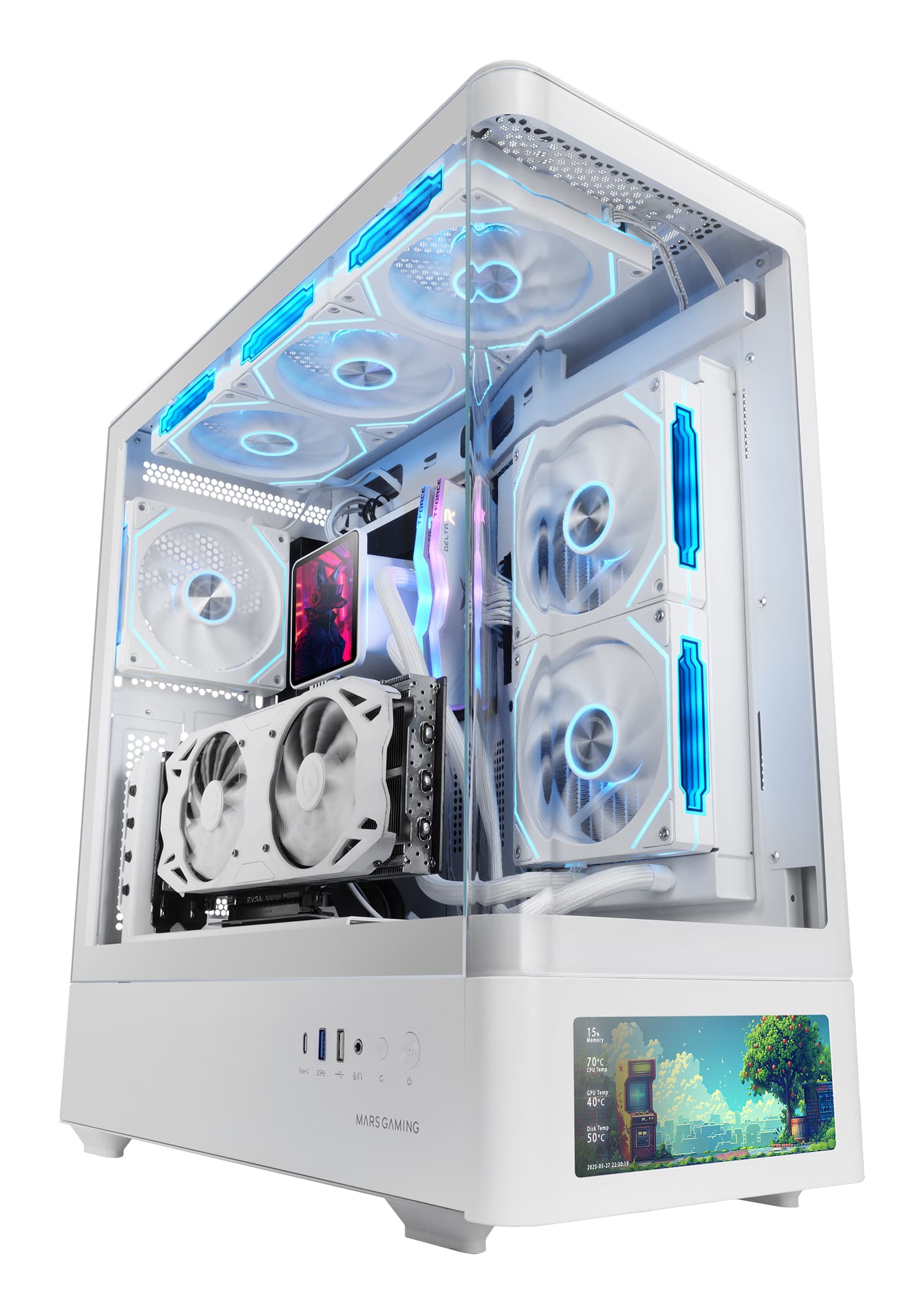 MARS GAMING MC-LCDPRO ATX CASE INTEGRATED 72inch IPS CURVED GLASS WHITE