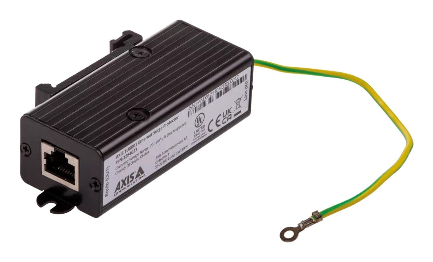 AXIS TU8001 - Protetor de sobretensão PoE (trilho DIN montável) - preto - para AXIS C1410, D3110, M4308, P1385, P3818, Q1951, Q1952, Q6100, W400, M55 Series, P37 Series