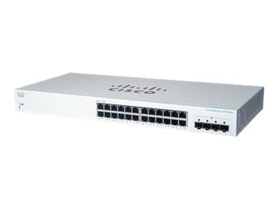 Cisco Business 220 Series CBS220-24T-4G - Interruptor - inteligente - 24 x 10/100/1000 + 4 x Gigabit SFP (ligação ascendente) - montável em trilho