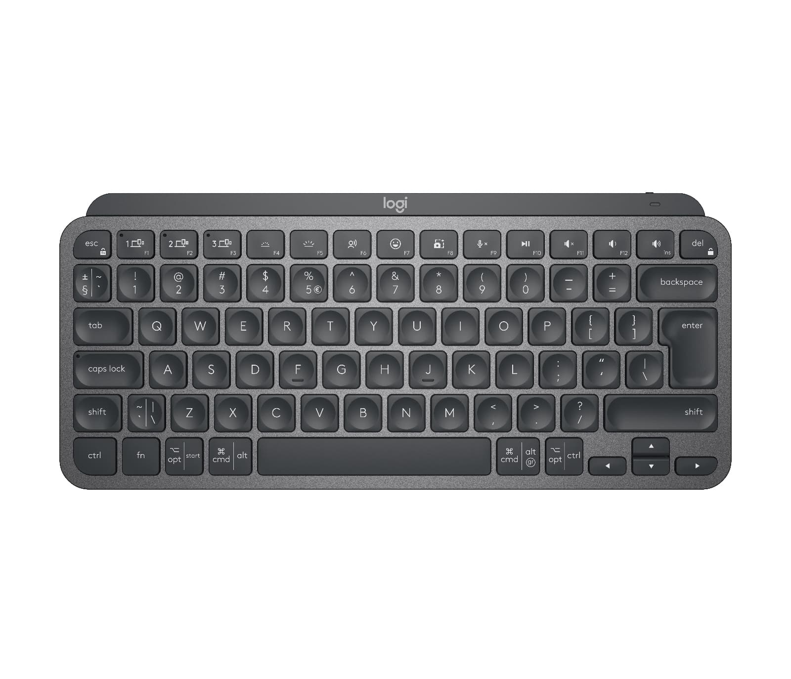 Logitech MX Keys Mini - Teclado - retroiluminação - sem fios - Bluetooth - QWERTY - Padrão internacional americano - grafite