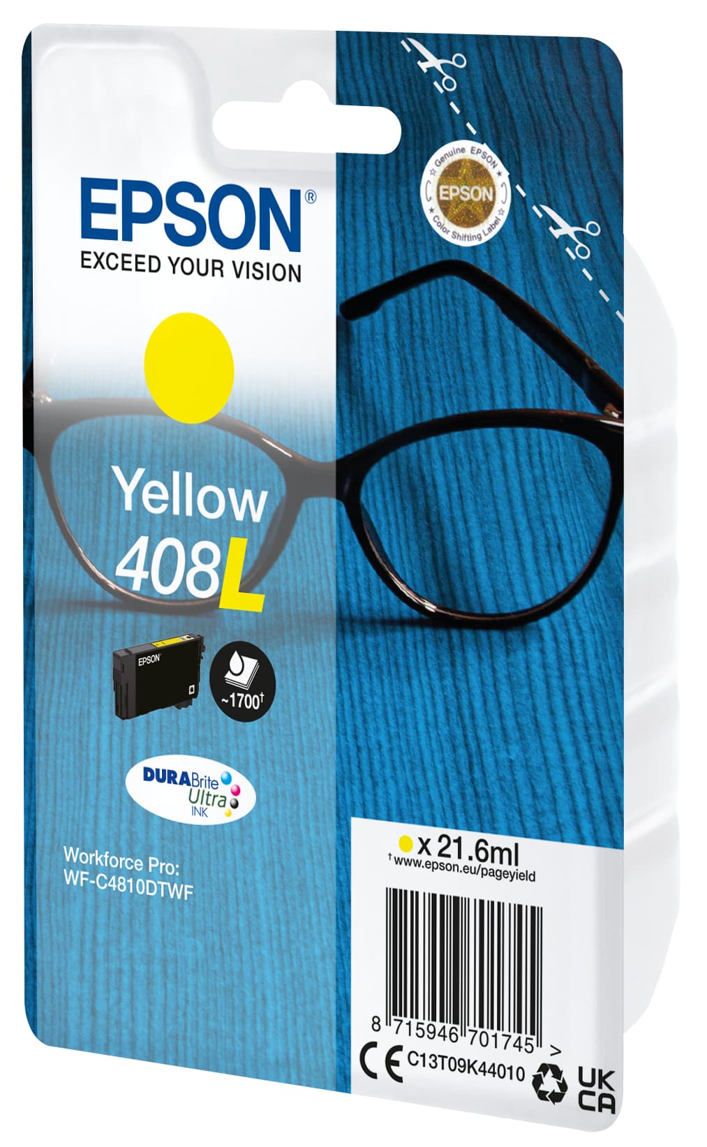 Epson 408L - 21.6 ml - amarelo - original - blister - tinteiro - para WorkForce Pro WF-C4810DTWF