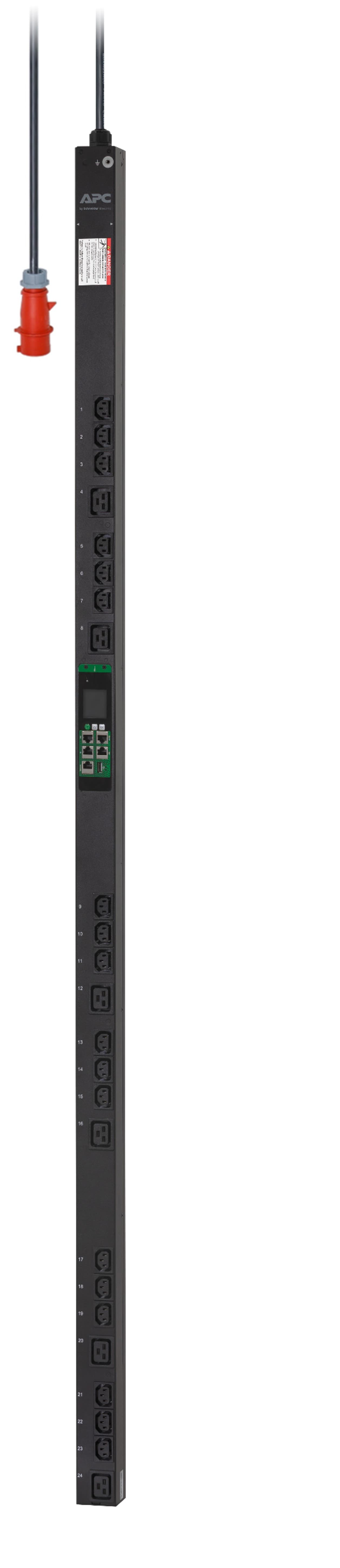 APC EasyPDU EPDU1216MBO - Unidade de distribuição de potência (montável em bastidor) - tomada com medição - AC 400 V - 11 kW - 11000 VA - 3 fases - Ethernet 10/100, RS-485, serial - entrada: IEC 60309 3P+N+PE - conectores de saída: 24 (18 x IEC 60320