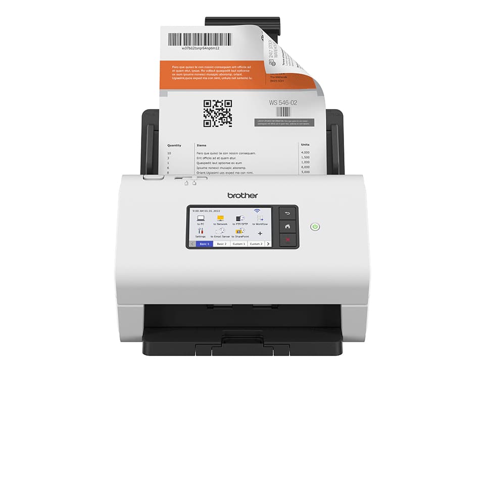 Brother ADS-4900W - Escaneador de documento - CIS duplo - Duplex - A4 - 600 ppp x 600 ppp - até 60 ppm (mono) / até 60 ppm (cor) - ADF (100 folhas) - até 9000 varreduras por dia - USB 3.0, LAN, Wi-Fi(n), USB 2.0 (Host)