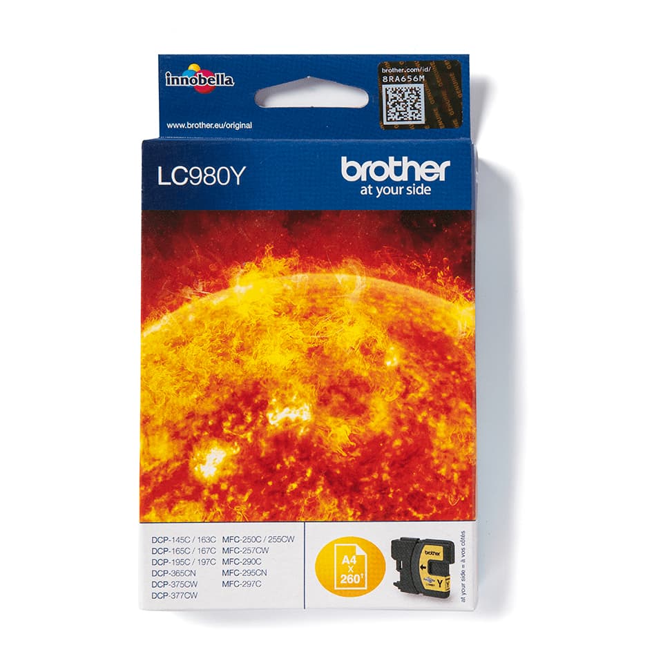 Brother LC980Y - Amarelo - original - tinteiro - para Brother DCP-145, 163, 165, 167, 193, 195, 197, 365, 373, 375, 377, MFC-250, 290, 295, 297