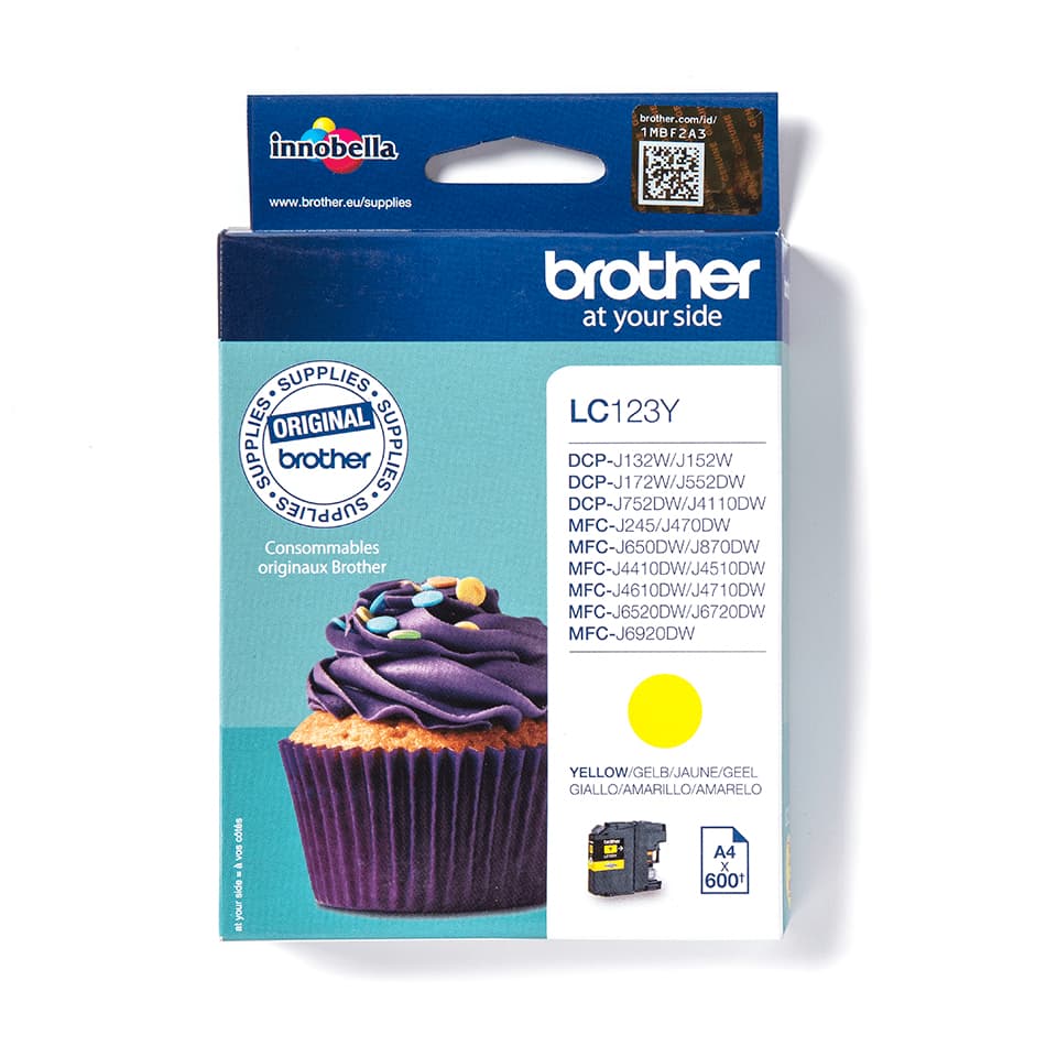 Brother LC123Y - Alto Rendimento - amarelo - original - tinteiro - para Brother DCP-J100, DCP-J105, DCP-J132W, DCP-J4110DW, DCP-J552DW, DCP-J752DW