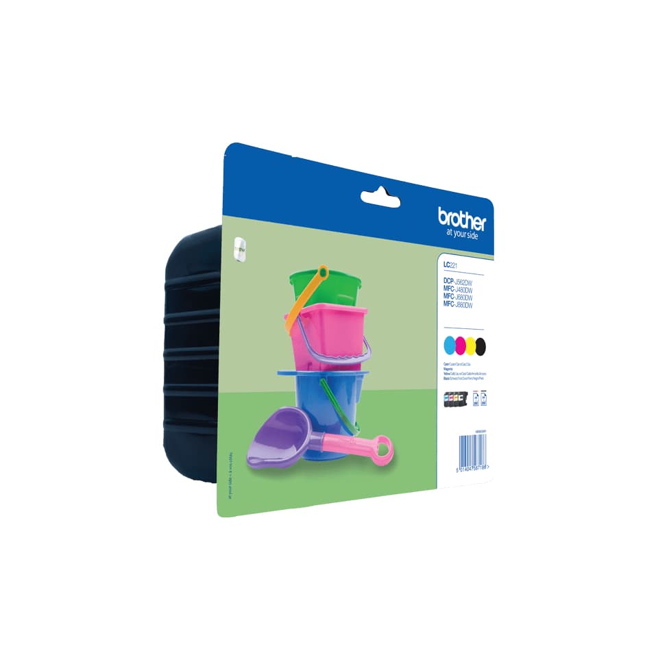 Brother LC221 Value Pack - Pack de 4 - preto, amarelo, azul cyan, magenta - original - tinteiro - para Brother DCP-J562DW