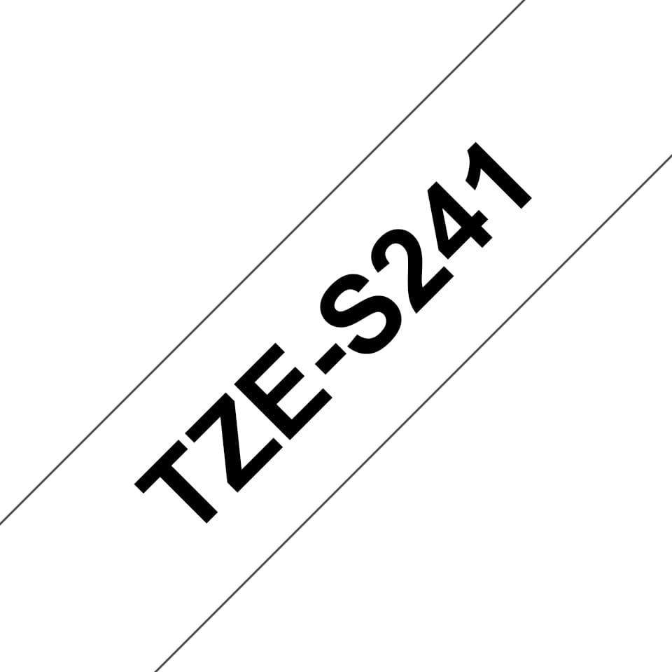 BROTHER TZES241 18mm BLACK ON WHITE ADHESIVE TAPE
