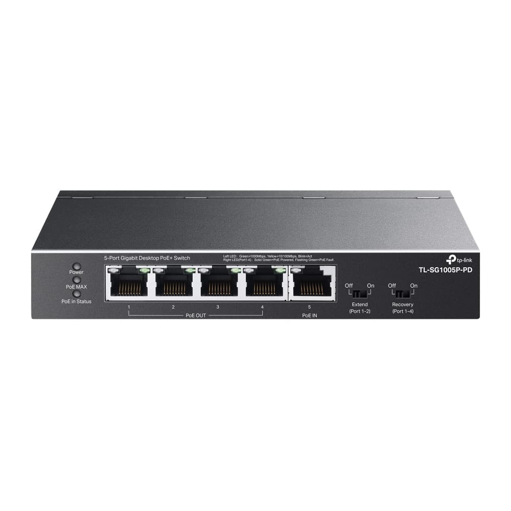 TP-LINK SWITCH 5PORT GIGABIT DESKTOP WITH 1PORT POE++ IN AND 4PORT POE+ OUT