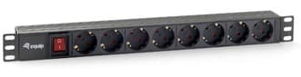 EQUIP REGUA 19" 8 TOMADAS SCHUKO C/INTERRUPTOR CABO 1.8M