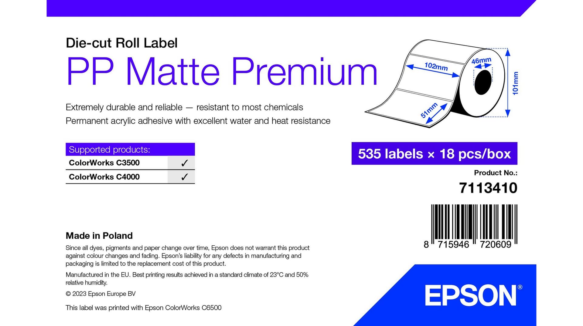 EPSON PAPEL MATTE LABEL 102mm x 51mm #PROMO VAL AO STOCK EXISTENTE