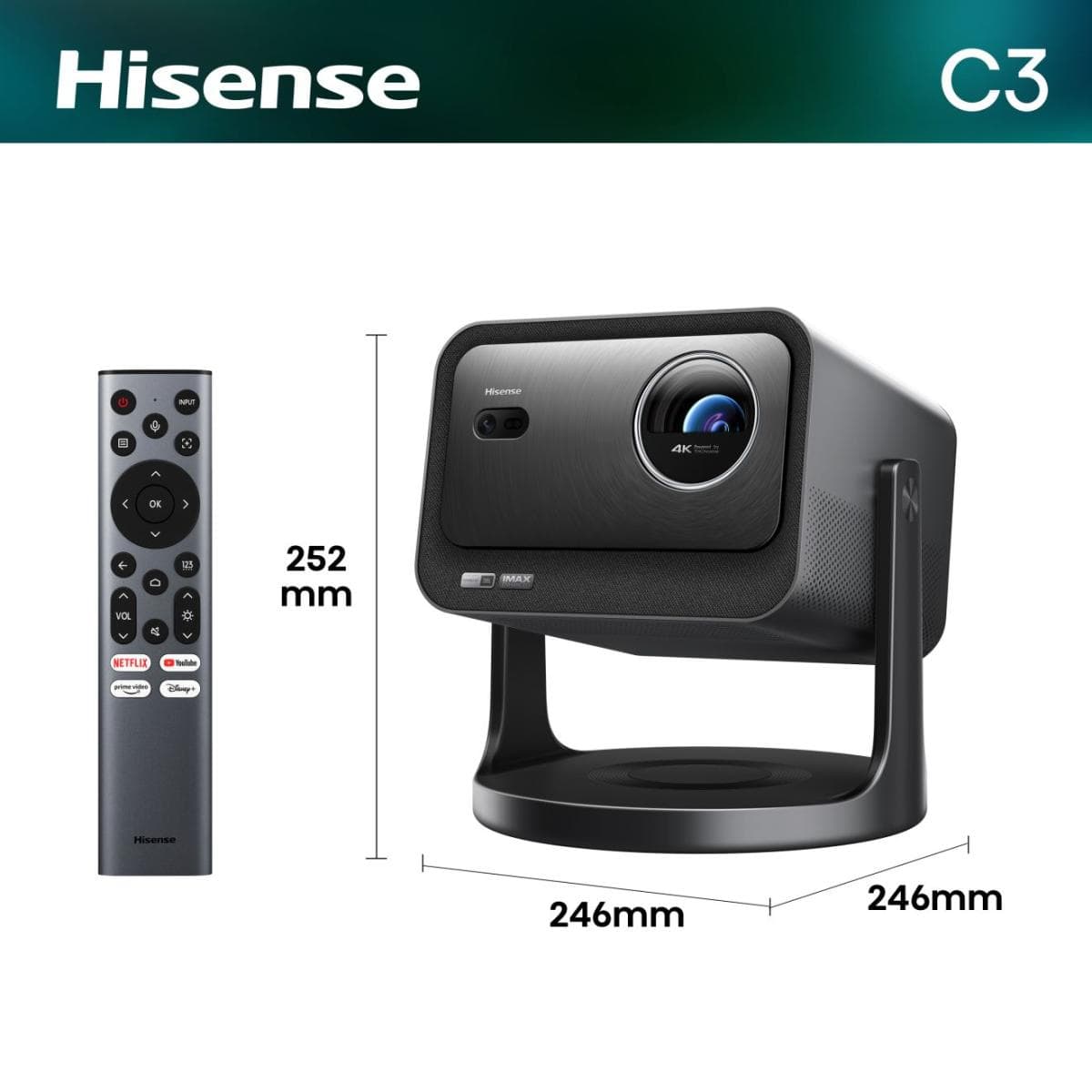 HISENSE MINI PROJECTOR LASER 300" 4K 2500 LUMENS SMART VIDAA U9 C3