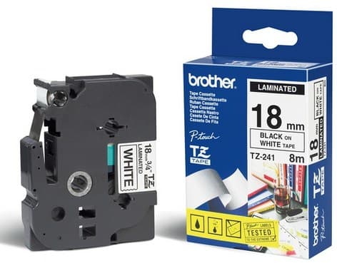 BROTHER FITA 18MM BRANCO PRETO