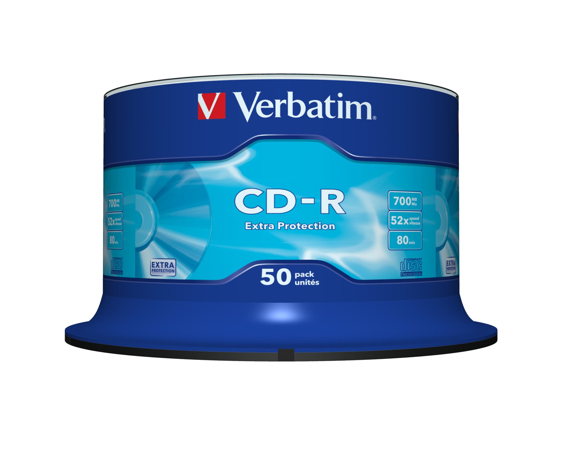 VERBATIM CD-R 52X 700MB 80MIN EXTRA PROT BOBINE (CAKE) PACK 50