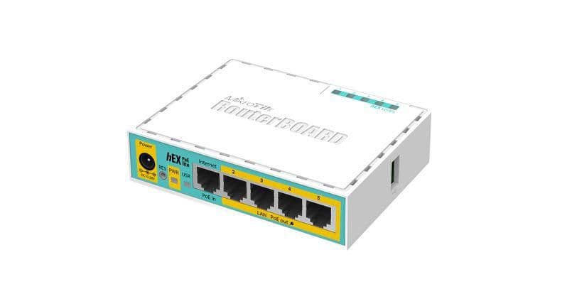 MikroTik RouterBOARD hEX PoE lite with 650MHz CPU, 64MB RAM, 5xLAN