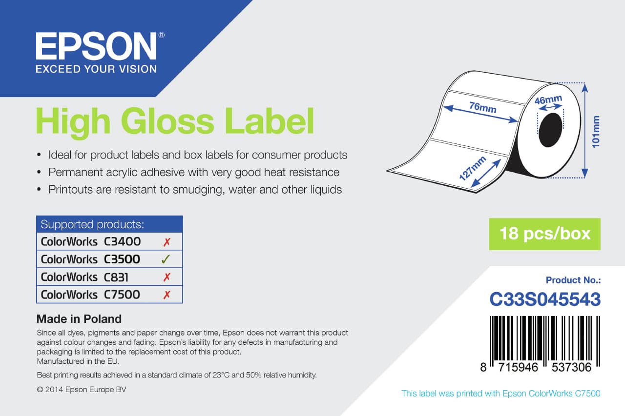 EPSON ROLO DE ETIQUETA 76mmx127mm C3500 #PROMO VALID AO STOCK EXISTENTE