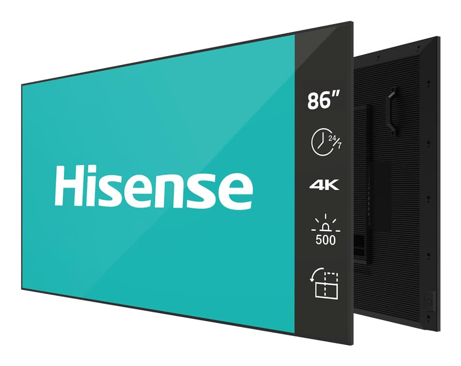 Hisense 86” 4K IPS UHD Digital Signage Display - 24/7 Operation, ARM Cortex, 2,18 m (86"), 3840 x 2160 pixels, 32 GB, Android 11