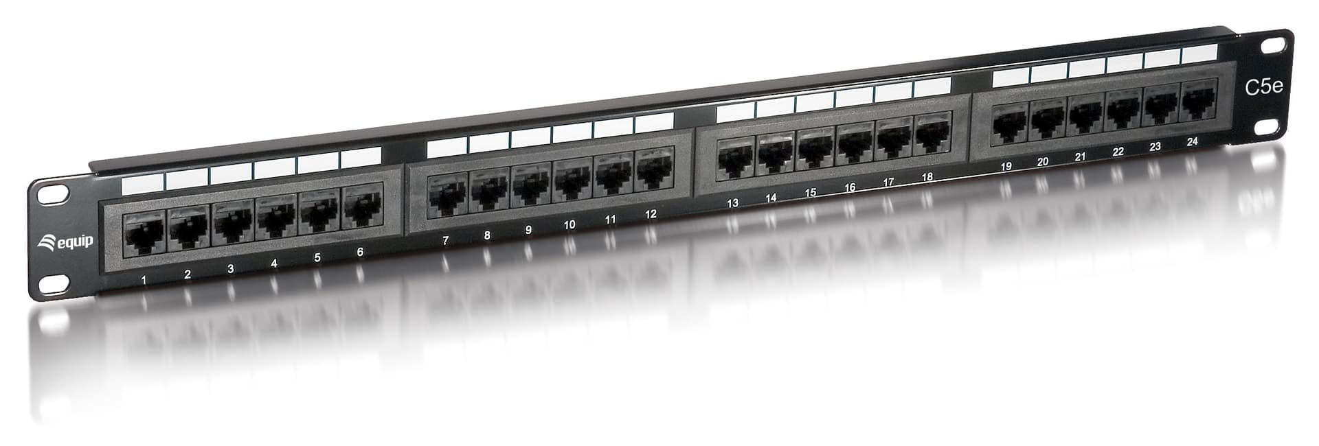 EQUIP PATCH PANEL 19" CAT5E UTP 24PORT 1U PRETO #PROMO#