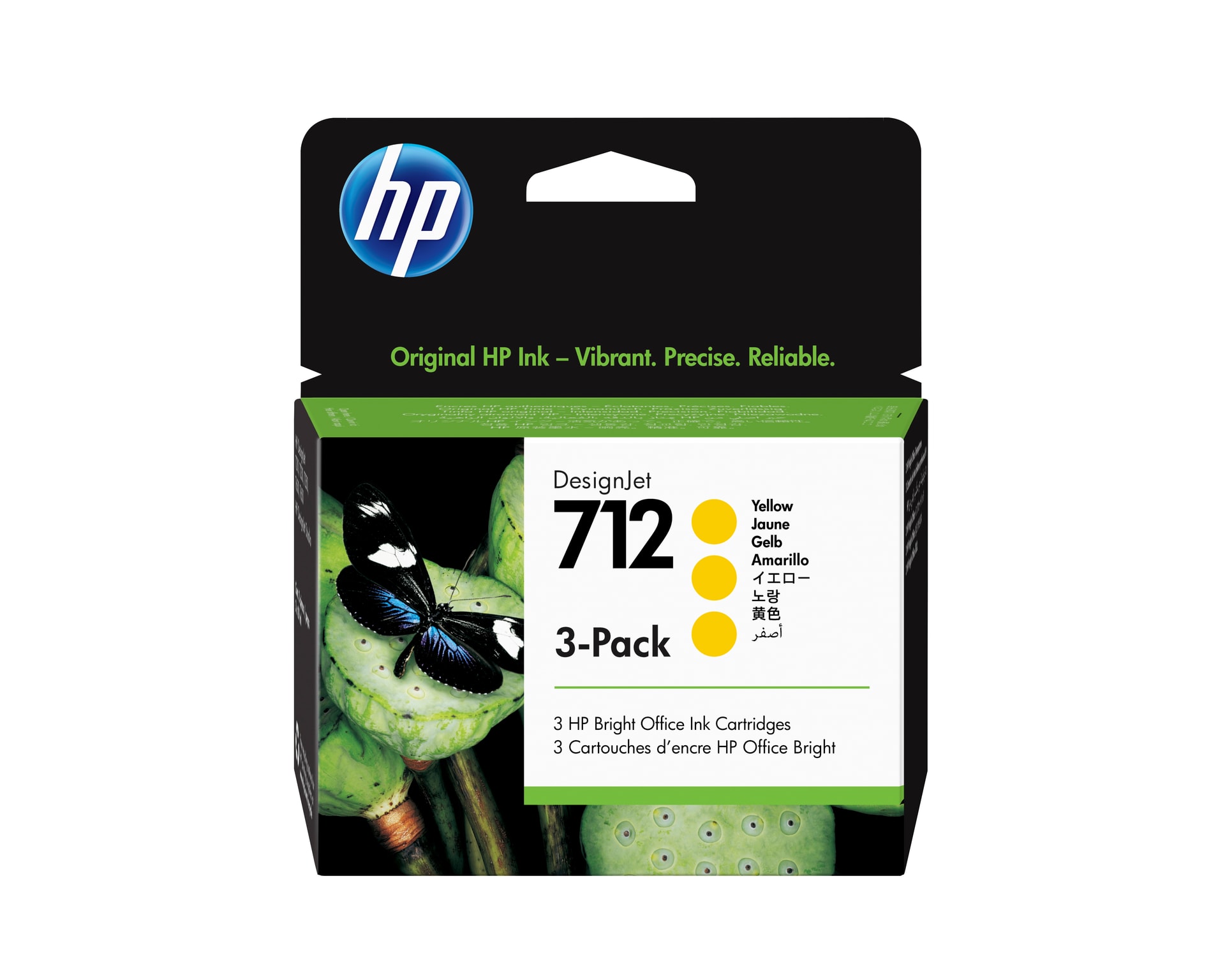 HP Conjunto de 3 tinteiros amarelos 712 DesignJet de 29 ml, imagem 1