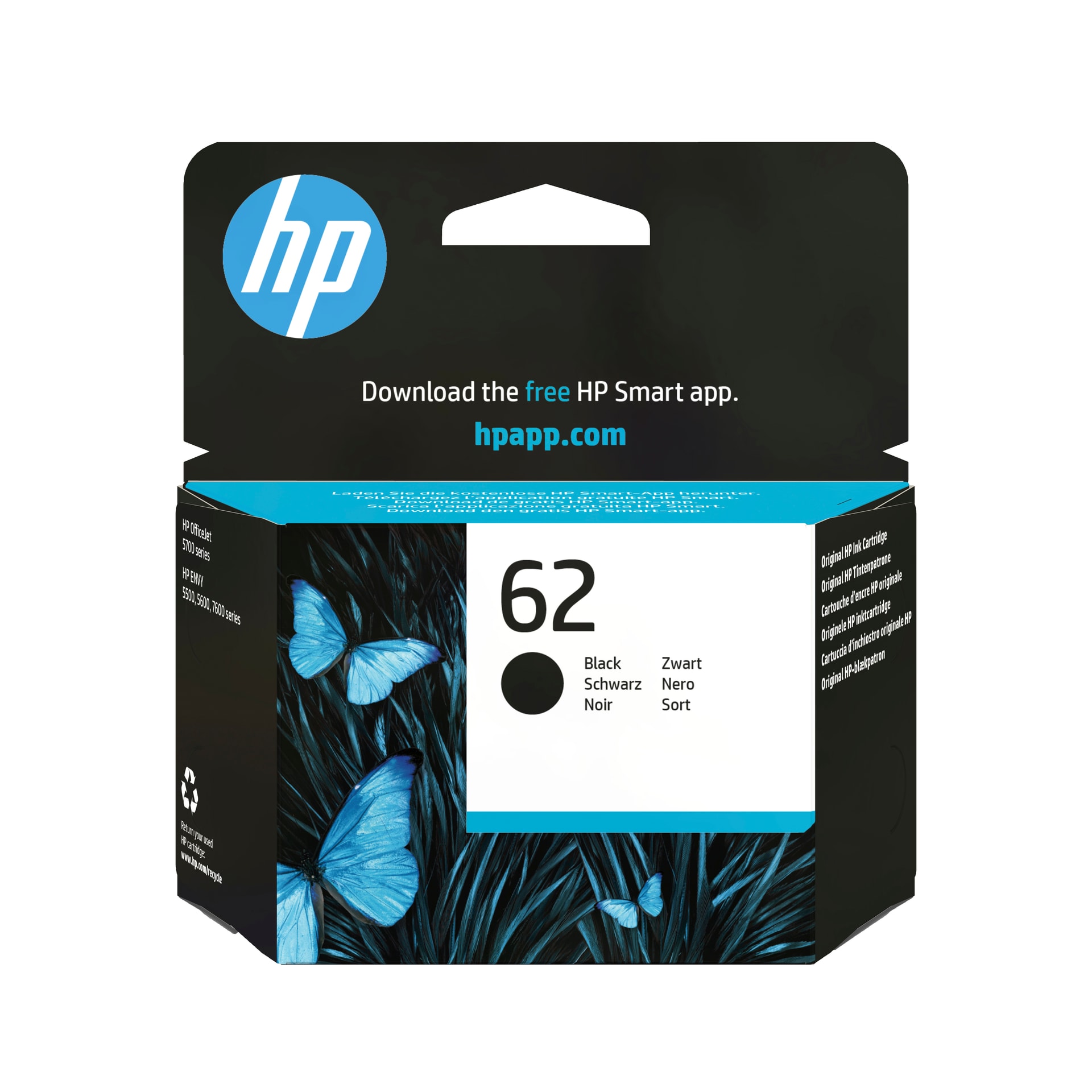 HP Tinteiro original 62 Preto, imagem 1