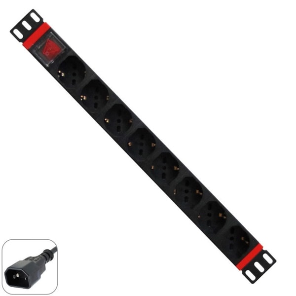 WP RACK REGUA 19" 8 TOMADAS SCHUKO IEC320 C14 C/INTERRUPTOR