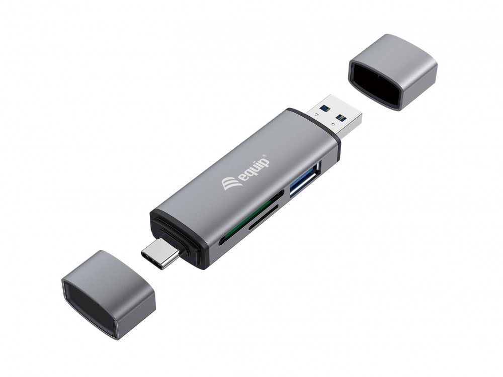 EQUIP LIFE LEITOR DE CARTOES USB-A 3.2 & USB-C SD- MICRO SD ALUMINIO — imagem 1