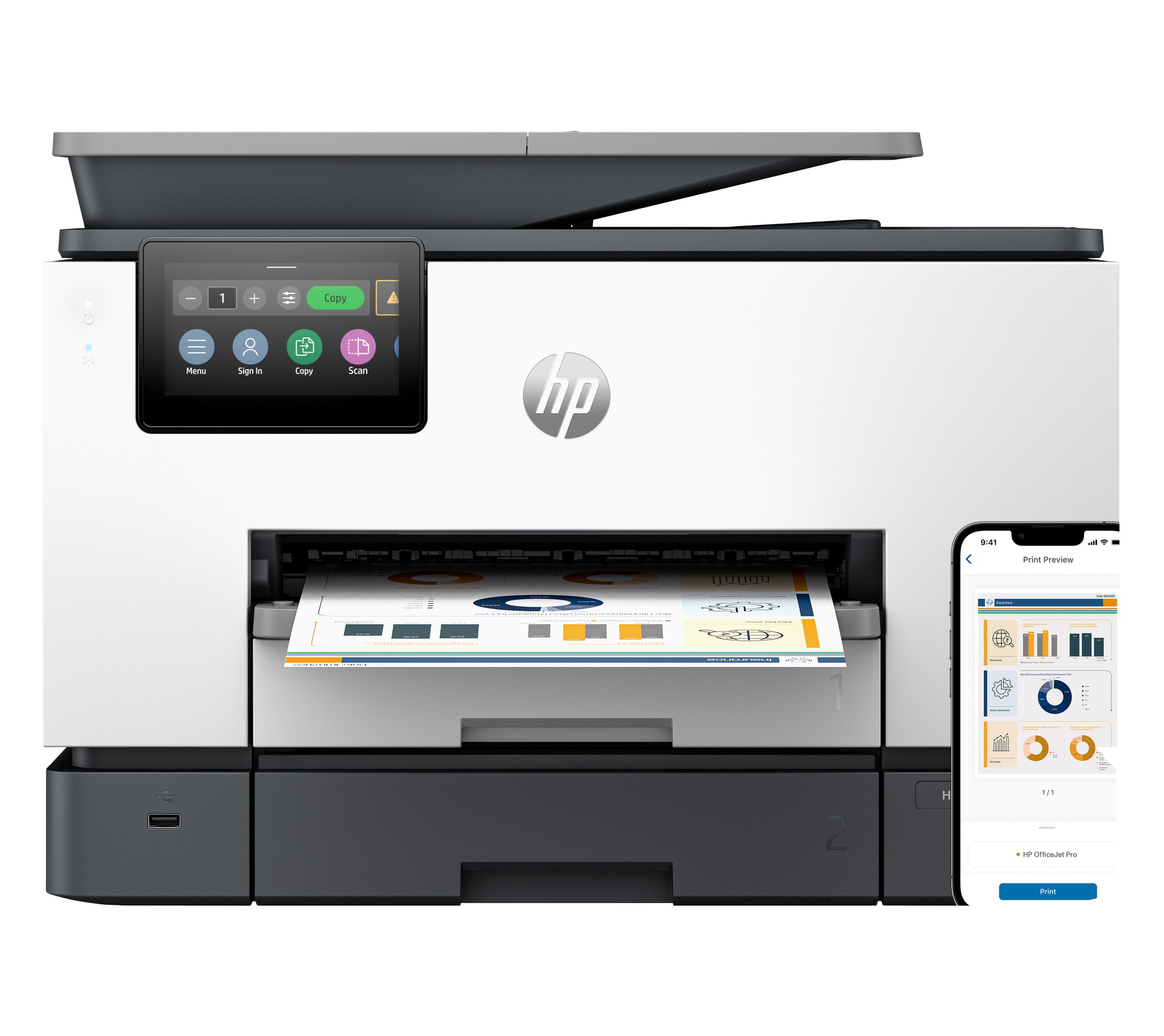 HP OfficeJet Pro 9130b Sem fios All-in-One Cor Impressora, Impressão frente e verso; Copiadora, scanner — imagem 1