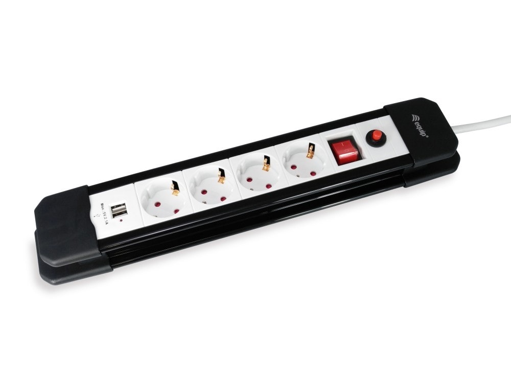 EQUIP LIFE EXTENSAO ELETRICA 4xSCHUKO C/INTERRUPTOR 2xUSB 1.5MT #PROMO# — imagem 1