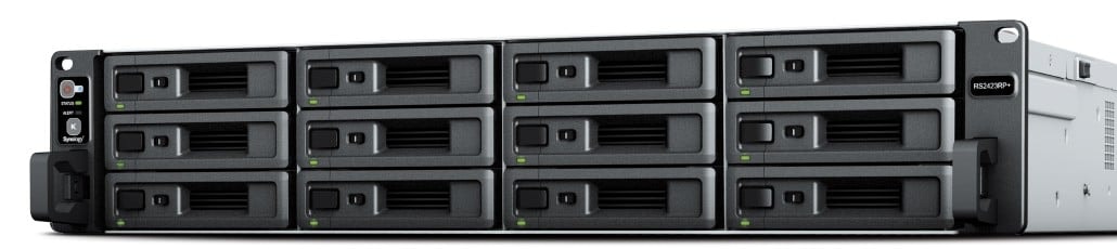 Synology RackStation RS2423+ - Servidor NAS - 12 baias - montável em bastidor - SATA 6Gb/s - RAID (expansão de disco rígido) JBOD, 0, 1, 5, 6, 10 - RAM 8 GB - Gigabit Ethernet / 10 Gigabit Ethernet - iSCSI assistência - 2U, imagem 1