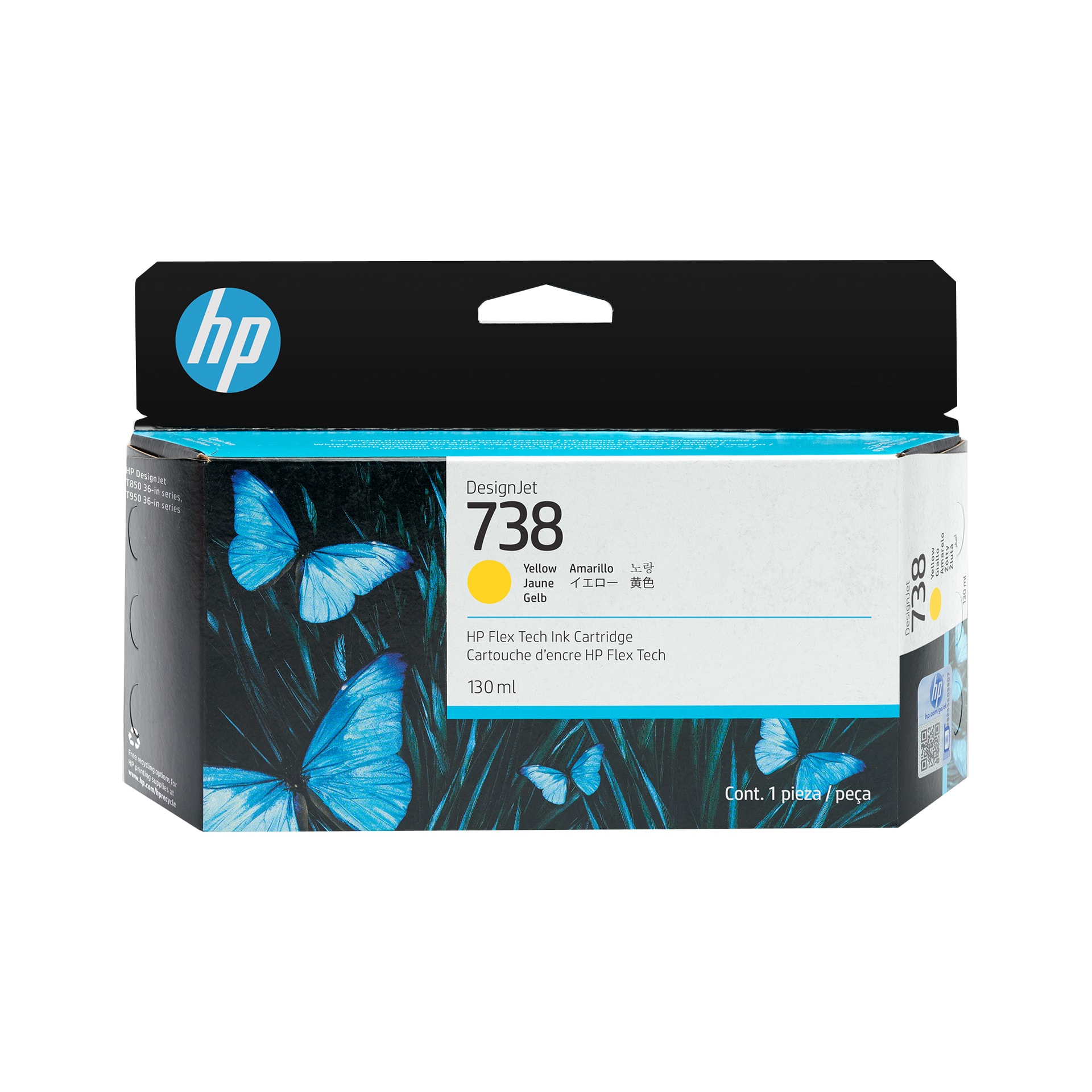 HP Tinteiro DesignJet 738 Amarelo (130 ml), imagem 1