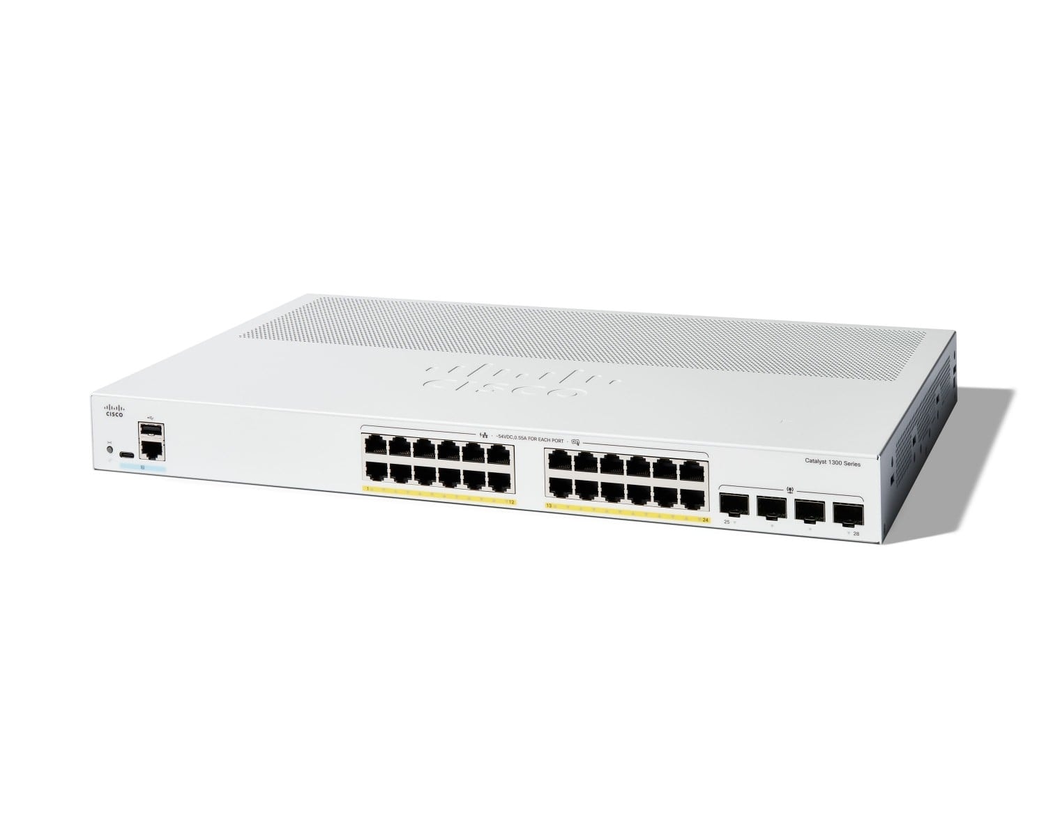 Cisco Catalyst 1300-24P-4G - Interruptor - L3 - Administrado - 24 x 10/100/1000 (PoE+) + 4 x 1 Gigabit SFP - montável em trilho - PoE+ (195 W) — imagem 1